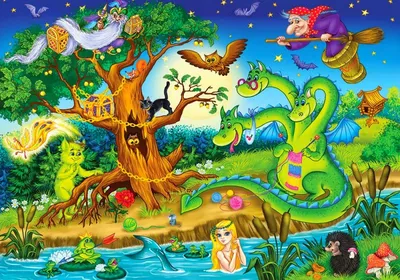 Иллюстрация \"У Лукоморья дуб зелёный\" | Иллюстрации, Сказочные иллюстрации,  Сказки
