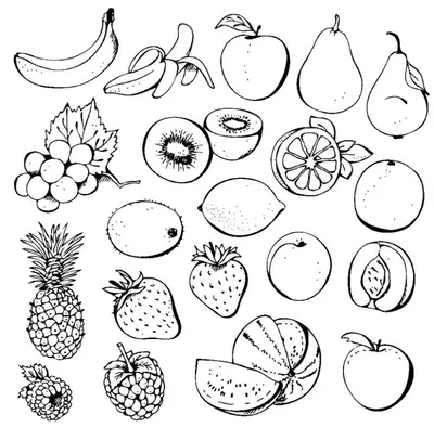 Картинки раскраски фрукты