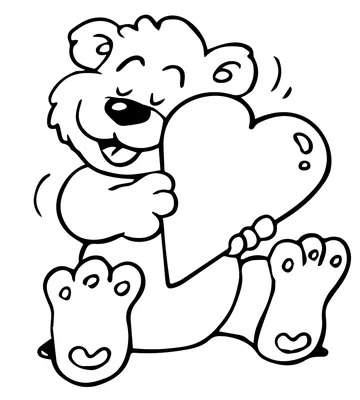Медведь и любовь — раскраска для детей. Распечатать бесплатно.