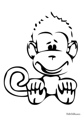 Голова обезьяны — раскраска для детей. Распечатать бесплатно.