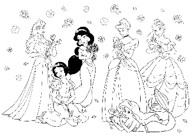Раскраска Принцессы Диснея | Раскраски принцессы Диснея. Раскраска  Диснеевских принцесс