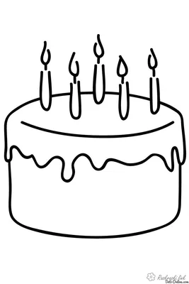 Раскраски Торты и пирожные Большой, праздничный, торт, раскраска, с пятью  свечами | Birthday cake illustration, Cake clipart, Cake drawing