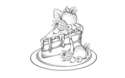 раскраски на тему еда с изображением тортов