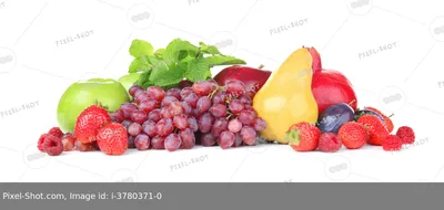 Композиция из разных фруктов на белом фоне :: Стоковая фотография ::  Pixel-Shot Studio