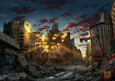 Иллюстрация разрушенный город | Illustrators.ru
