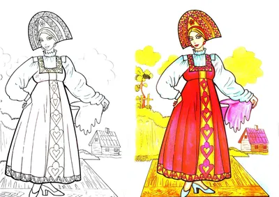 Русская народная одежда рисунок - 74 фото
