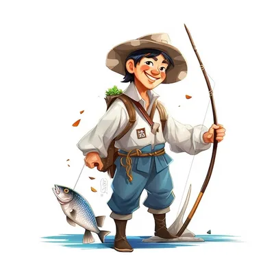 Рисунок рыбака с удочкой - 73 фото