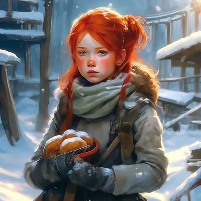 Девушка с рыжими кудрявыми волосами …» — создано в Шедевруме