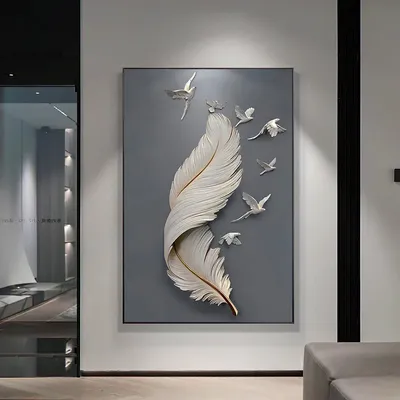 Картина на холсте с 3d-эффектом пера голубей, современное искусство стен,  Минималистичная картина для гостиной, домашний декор, Таблица | AliExpress