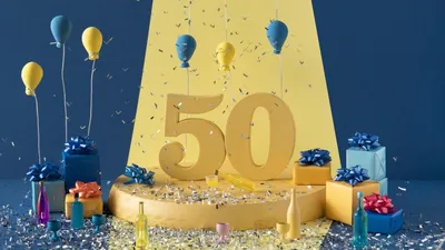 Стильная открытка с днем рождения 50 лет — Slide-Life.ru