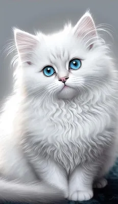 Красивый белый кот с ошейником сидит на белом фоне. | Самые милые животные,  Красивый кот, Фотография питомца