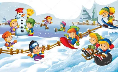 Дети играют в снежки, зима, снег, …» — создано в Шедевруме