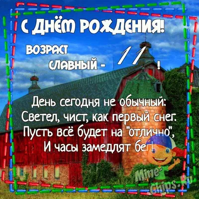 Картинка для поздравления с Днём Рождения 11 лет мальчику - С любовью,  Mine-Chips.ru