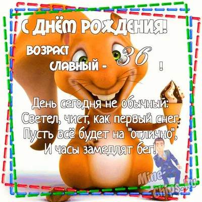 Современная открытка с днем рождения женщине 36 лет — Slide-Life.ru