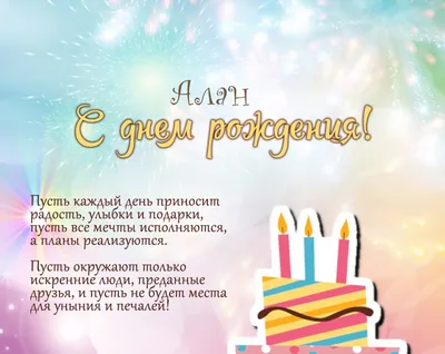 Открытка с именем алан С днем рождения Красивые кексы со свечками на день  рождения. Открытки на каждый день с именами и пожеланиями.