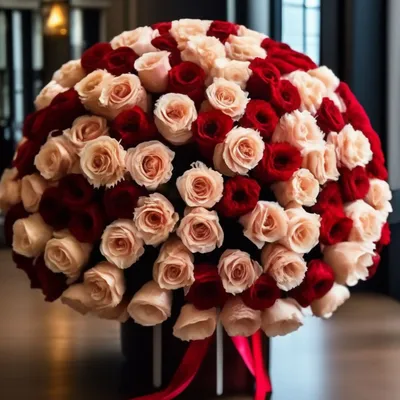 Купить букет из 29 розовых роз в шляпной коробке недорого