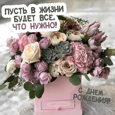 цветы в коробке | Цветы на рождение, Цветы день рождения, Открытки