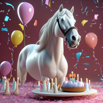 Лошадь поздавляет с днем рождения …» — создано в Шедевруме