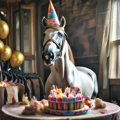 Открытка с днем рождения с лошадьми (скачать бесплатно)
