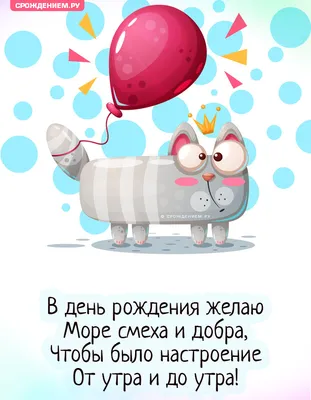 Отпадная открытка с Днём Рождения со смешным котом, шариком и пожеланием с  приколом • Аудио от Путина, голосовые, музыкальные
