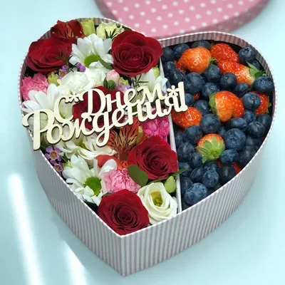 Цветы в коробке с баблс \"С днем Рождения, красотуля\" - купить в Москве |  SharFun.ru