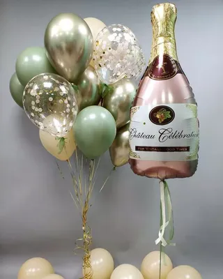 Сет на день рождения девушки с шампанским - воздушные шары с доставкой