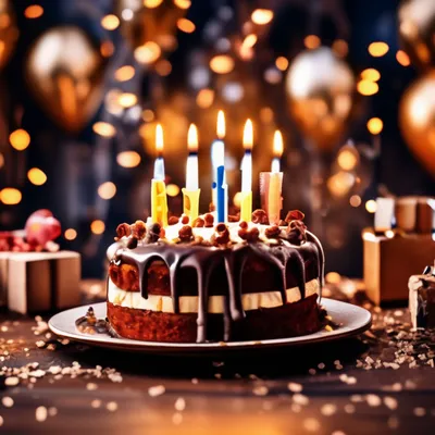 С днём рождения! торт, шарики, …» — создано в Шедевруме
