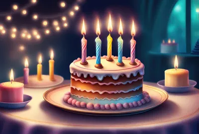 Открытки с днем рождения с праздничным тортом и свечами. Страница 2.