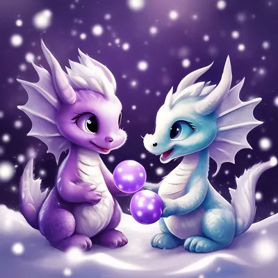 🔥 белый дракончик и фиолетовый …» — создано в Шедевруме