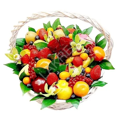 Купить корзину с фруктами и цветами №1 - интернет-магазин «Funburg.ru»
