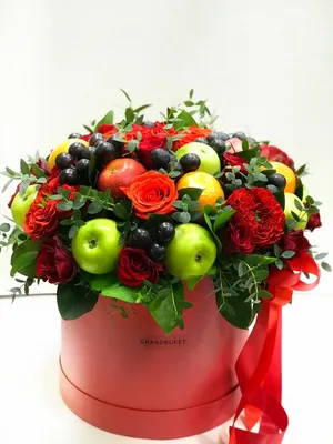Корзина с фруктами и цветами XXL купить в Иркутске