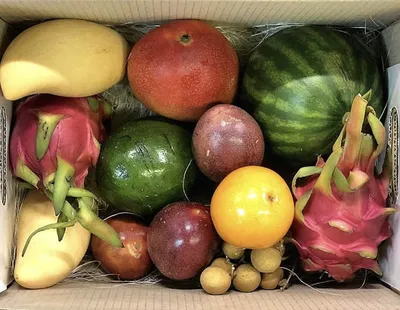 Корзина с экзотическими фруктами \"Экзотическая страна купить в Москве с  доставкой на дом или офис