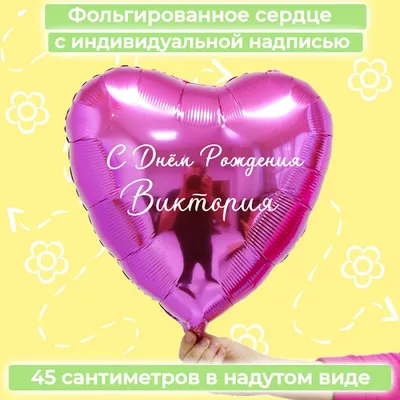 Именной шар сердце малинового цвета с именем Виктория купить в Москве за  660 руб.