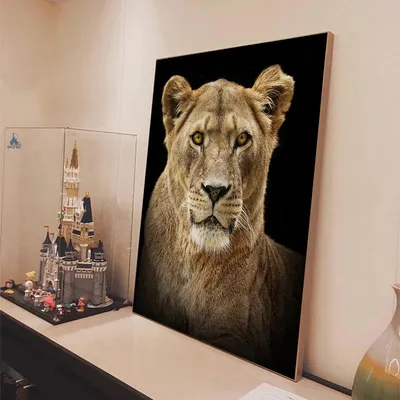 Купить Картина на холсте с изображением диких животных, льва, черно-белая,  настенная, художественная, постер, украшение, картина для гостиной, дома,  Cuadros, без рамки | Joom