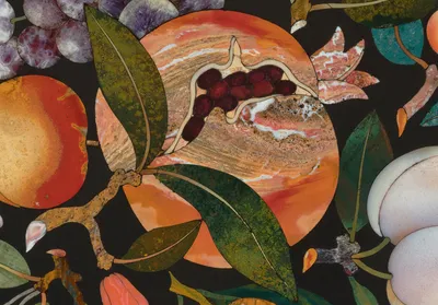 Ваза интерьерная с рельефным изображением фруктов Empoli Art Glass Opaline,  Тоскана, стекло, двухцветное, эффект деграде, Италия, 1950-1960 гг.  стоимостью 17500 руб.