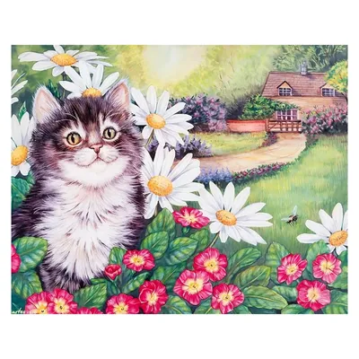 Кошка с цветами — Фото №1402274