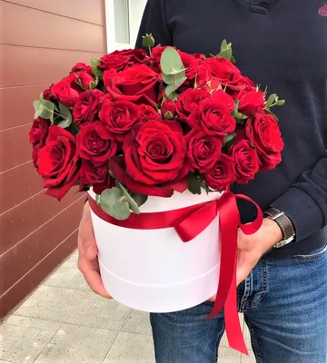 Корзина с красными розами