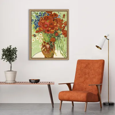 Картинка букет Маки Цветы Ромашки Ваза
