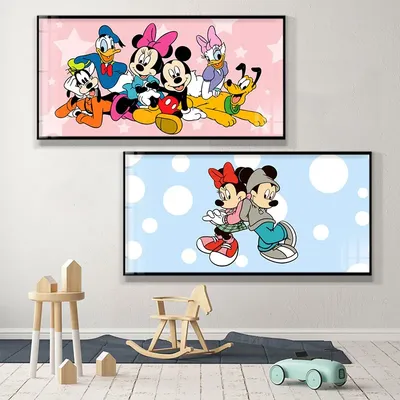 Холщовые картины с мультяшными героями Диснея, Микки, Минни Маус, плакаты и  принты, настенные картины для гостиной, аниме, украшение для дома |  AliExpress