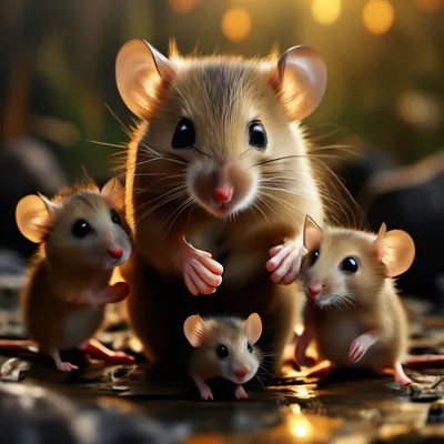 Мышь с мышатами» — создано в Шедевруме