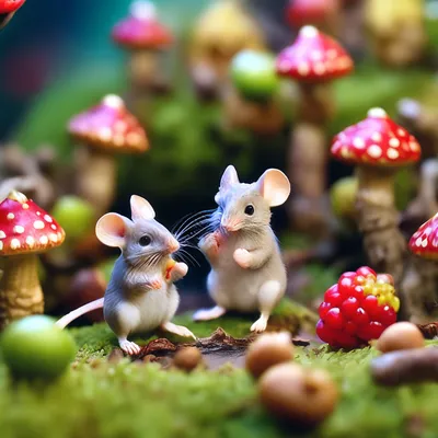 Мама мышь с мышатами играют в …» — создано в Шедевруме