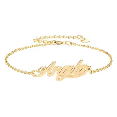 Женский браслет с надписью «Angela» на заказ, модные ювелирные изделия для  девушек, золотой браслет Pulseira Masculina, браслет с инициалами почерка |  AliExpress