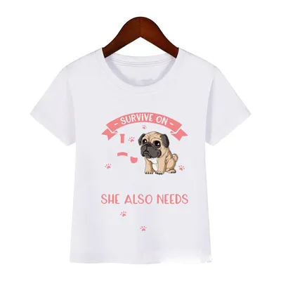 Купить Забавная футболка для девочек и мальчиков, крутая футболка с принтом  «Мопс на роликах и коньках», детская одежда, футболка с надписью «Любитель  собак», детская футболка для детей от 2 до 12 лет | Joom