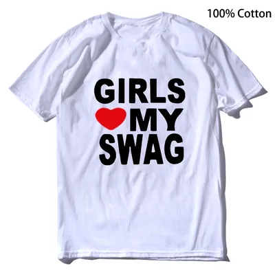 Забавная винтажная рубашка для девушек с надписью LOVE MY SWAG, новинка,  Мужская футболка из 100% хлопка, дышащий свитшот, Топ унисекс, футболка с  коротким рукавом | AliExpress