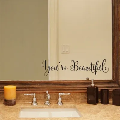 Наклейки на стену с надписью «Ты прекрасна» для гостиной, резьба, наклейка  на стену, зеркальный декор, домашний декор для окна, 1 комплект | AliExpress