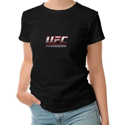 Женская футболка «ufc, mma, юфс, спорт, надпись, с принтом» цвет черный -  дизайнер принта HANDEYEWORK