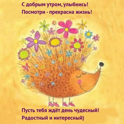 Картинки с надписью - С добрым утром, улыбнись! Посмотри - прекрасна жизнь!.  | Доброе утро, Картинки, Открытки