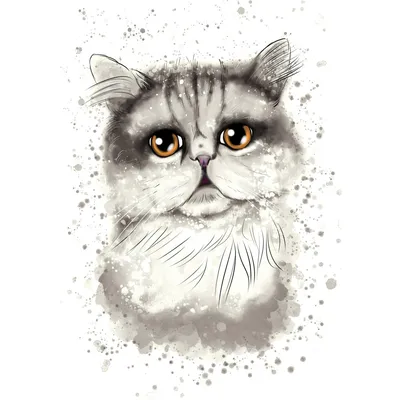 Пользовательский акварельный портрет кошки из фотографии,  нарисован.................................