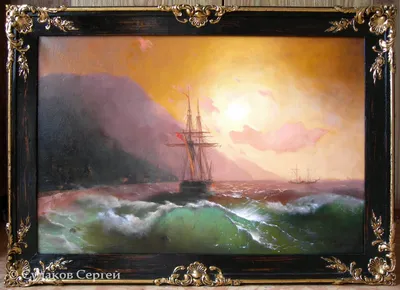 Морской пейзаж. Корабли — картина маслом на холсте. JPEG