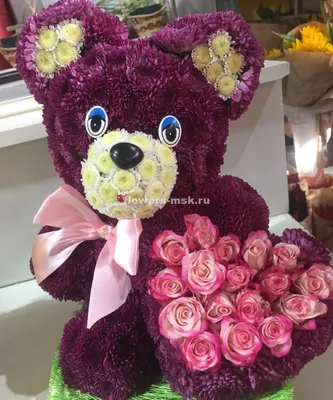 Букет Ласковый мишка (Экстра)» с розами - купить в Москве за 3 630 руб